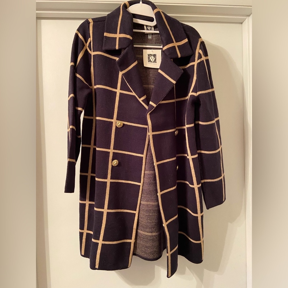 Anne Klein Navy and Tan Trench Coat